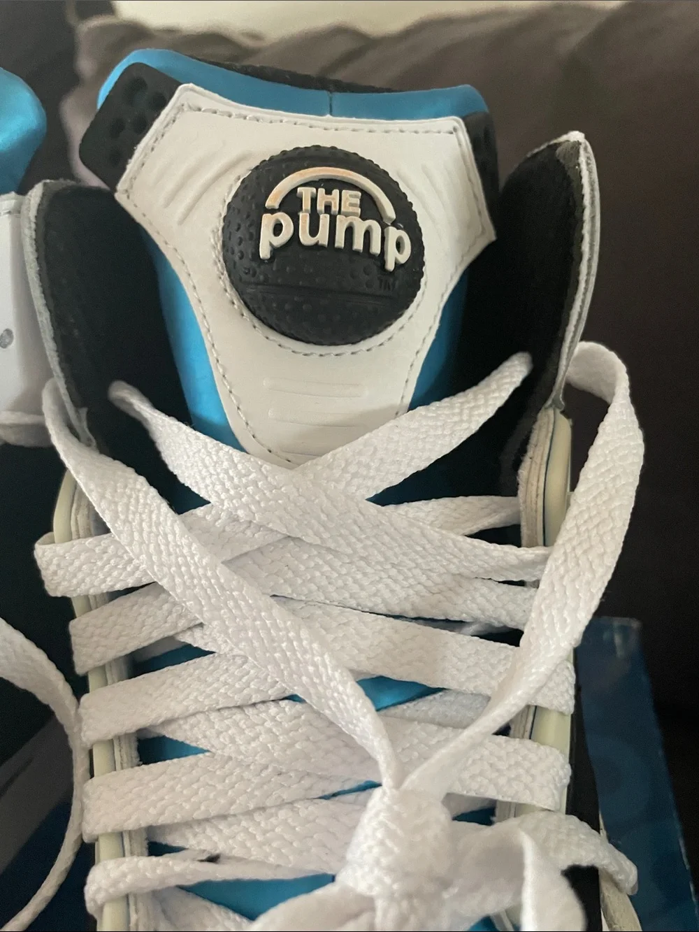 Reebok Men’s White Black Blue High-Top Sneakers